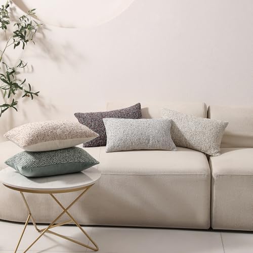 Striped Throw Pillow Covers 12x20 Set of 2 Colorful Purple Textured Boucle Chic Morden Boho Accent Farmhouse Rectangular Lumbar Decorative Couch Pillow Covers for Home Decor Bed Sofa Living Room (2 Count)