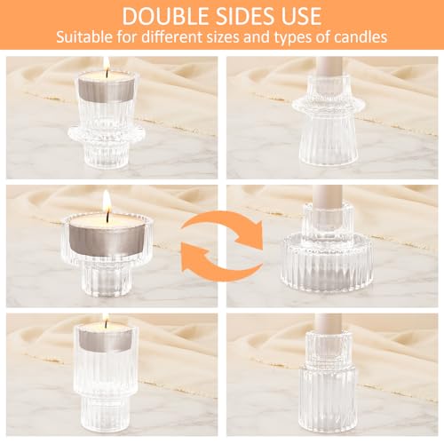 12 Pcs Glass Candlestick Holders Taper Candle Holders for Table Centerpieces (12 Count)