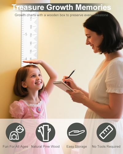 6.5FT Growth Chart for Kids with Wooden Keepsake Box