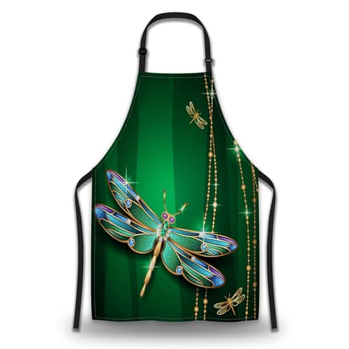 Garden Apron for Women Beautiful Vivid Dragonfly Aprons for Men for Kitchen Cooking Restaurant BBQ Painting Crafting Gardening 27”