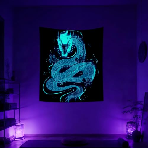 Blacklight Dragon Tapestry Wall Hanging 59.1"x51.2"