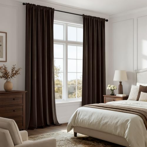 Brown Blackout Velvet Curtains Drapes 84 Inch Long 52"x84" Bedroom (2 Count)