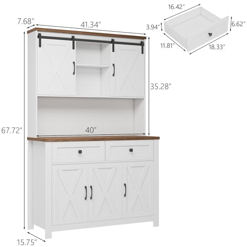 67.7 Inch Farmhouse Pantry Storage Cabinet with Sliding Barn Doors