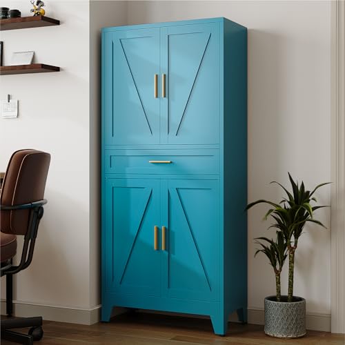 71 "Farmhouse Metal Filing Cabinet with a Drawer and 4 Adjustable Shelves
