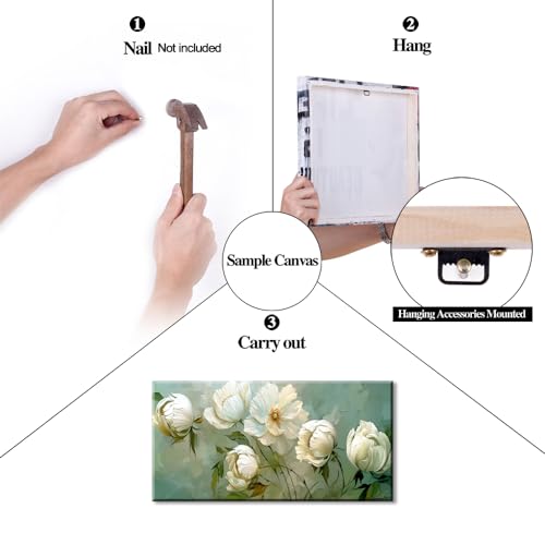 Blooming White Flowers Plants Wall Art Decor Artwork for Bedroom