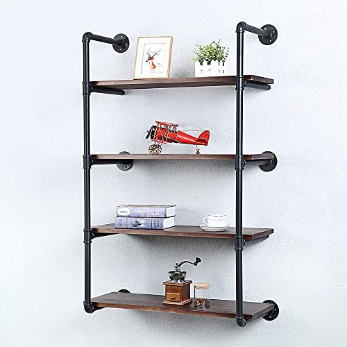 Industrial Pipe Shelves With Wood Planks