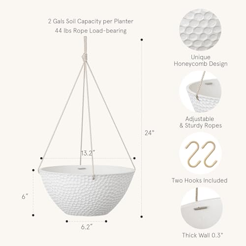 Large Hanging Planters for Outdoor Plants (2 Count)