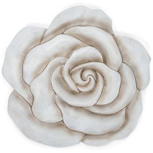NAT & Jules Rose Flower Shaped Dimensional Indoor Outdoor 12 inch Cast Resin Decorative Garden Stepping Stone