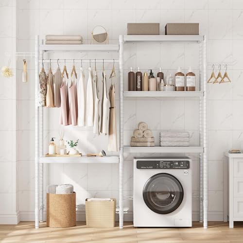 Double Row Over Washer and Dryer Storage Shelves