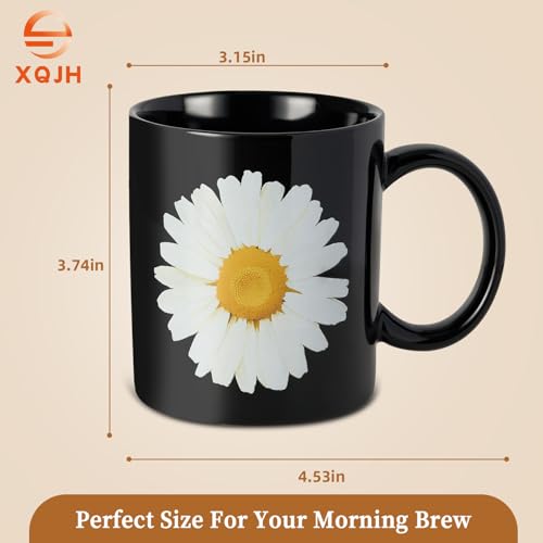 12Oz Daisy Black Ceramic Mug
