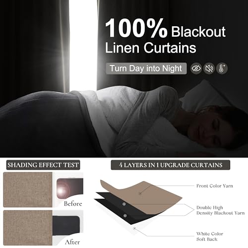 Dark Flax Living Room Curtains 84 Inches Long (2 Count)