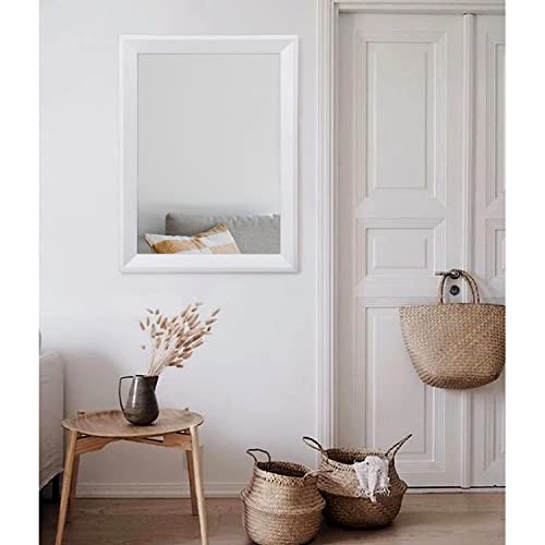 Rectangular Wall Mirror Decorative Wood Framed Mirrors Large 28"x20" for Farmhouse Bedroom Bathroom Living Room Entryway Hanging Home Decor