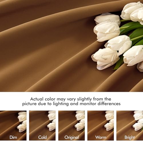 Golden Brown Back Tab Blackout Curtains 52x84 Inch Length 2 Panels (2 Count)