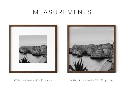 Walnut Oak Wood 12x12 Picture Frame Matted to 8x8