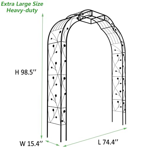 Metal Garden Arch 8.2 FT High x 6.2 FT Wide Garden Arbor Trellis for Outdoor Climbing Plants Support Rose Lawn Tall Large Wedding Archway
