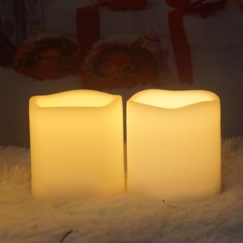 Outdoor Battery Operated Flameless LED Candles with Timer D3”xH3” 6 PCS (6 Count)