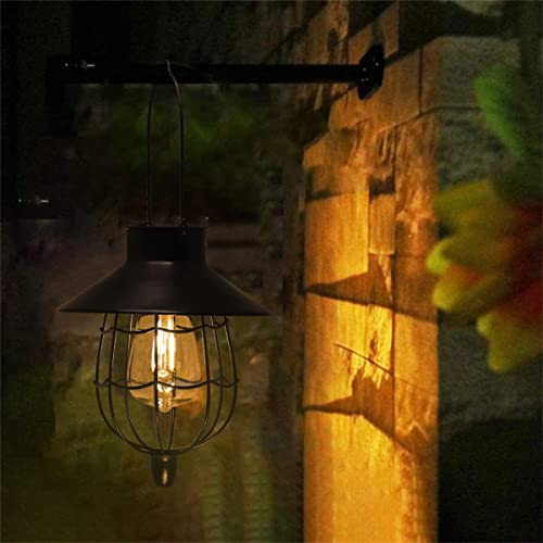 2 Pack Solar Lantern Hanging Waterproof Outdoor Metal Solar Lamp with Warm White Light Decorate for Yard Garden Pathway Patio Porch Decor