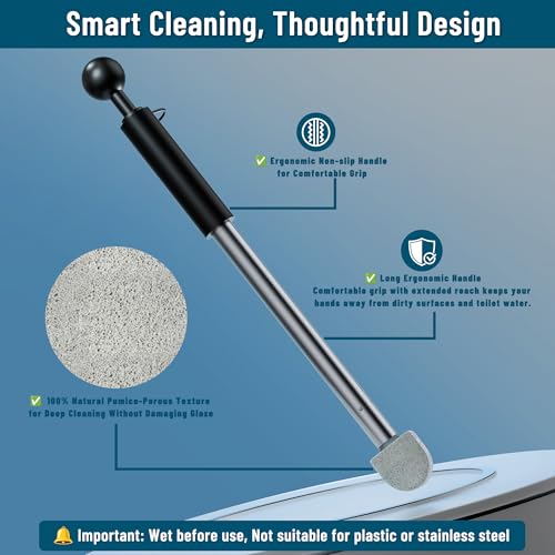 Pumice Stone Toilet Bowl Cleaner with Handle for Hard Water & Stains (9 Count)
