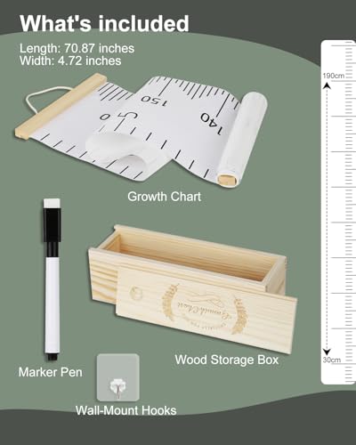 6.5FT Growth Chart for Kids with Wooden Keepsake Box