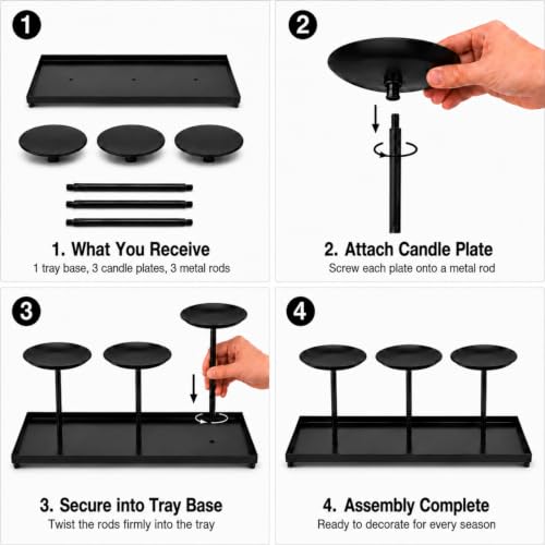 3 Pillar Candle Holders Centerpiece