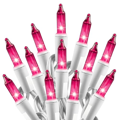 Clear Christmas Pink String Lights 100 Count 20 Feet (26.5 Foot)