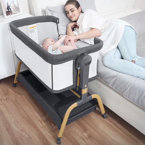 3-in-1 Baby Bassinet, Bedside Sleeper & Rocking Bassinet, Full Mesh
