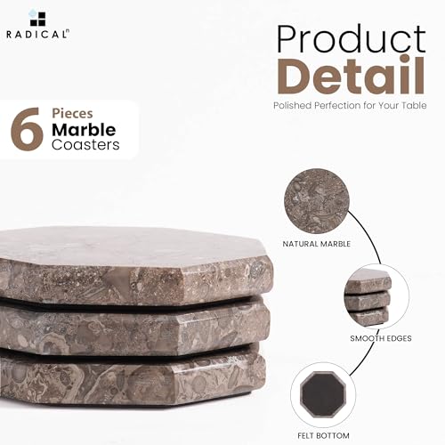 Marble Coasters Set of 6 Oceanic Drink Coasters for Table Decor