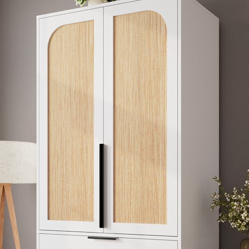 70" Wardrobe Armoire Wooden Closet with 3 Drawers