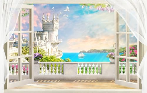 Window Seascape Wall Mural Wallpaper