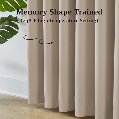 72 Inch Wide Pinch Pleated Taupe Curtains for Sliding Door (2 Count)