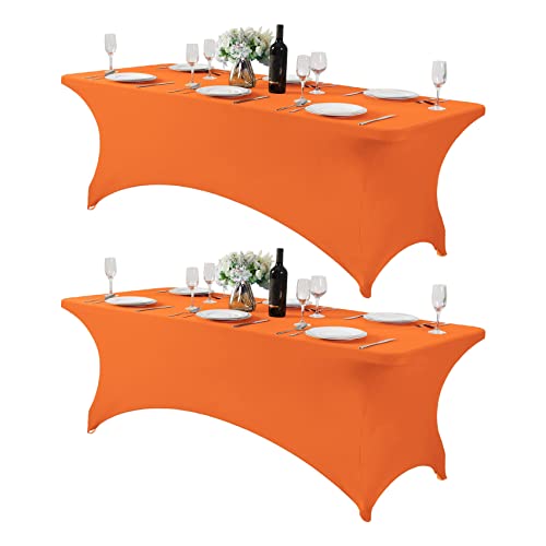 2Pack Spandex Table Cover for 8FT or 4ft or 6ft Table Universal Fitted Stretch Tablecloth for Party (2 Count)