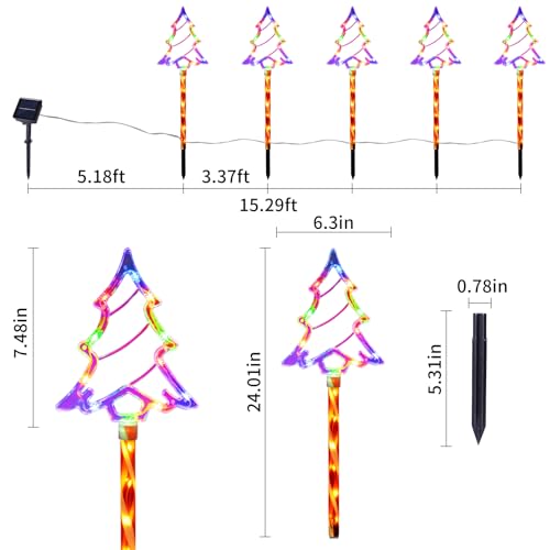 Solar Christmas Tree Pathway Lights Outdoor Decorations (10 Count)