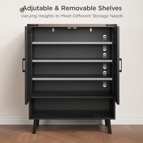 34" Tall Farmhouse Shoe Storage Cabinet with Barn Doors