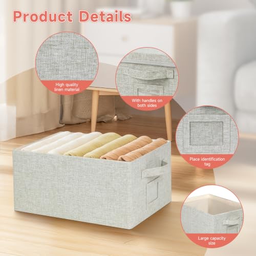 Storage Bins With Lids Closet Organizer Cabinet Box For Clothes (4 Count)