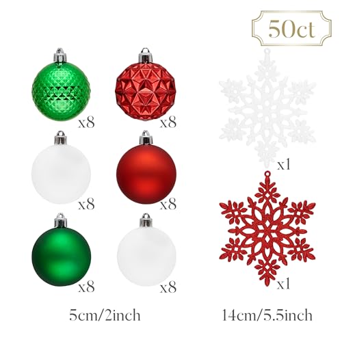 50ct Christmas Tree Decorations Ball Ornaments 2 Inches (50 Count)