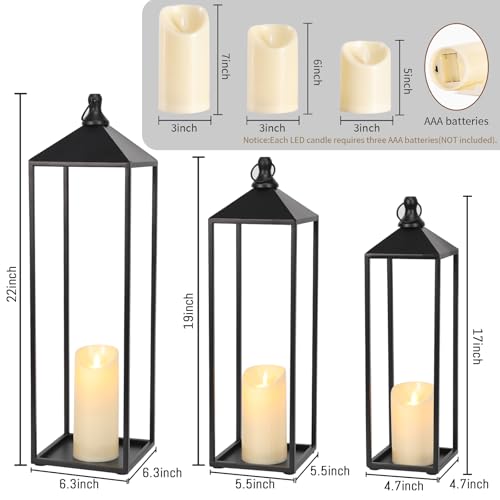 22'' 19'' 17'' Lanterns Decorative Outdoor Indoor (3 Count)