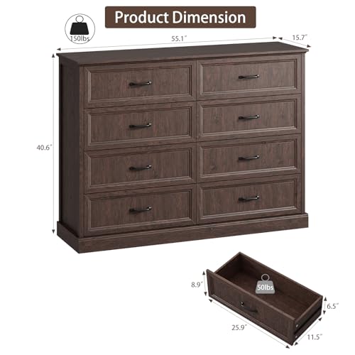 Farmhouse 8 Drawer Dresser for Bedroom