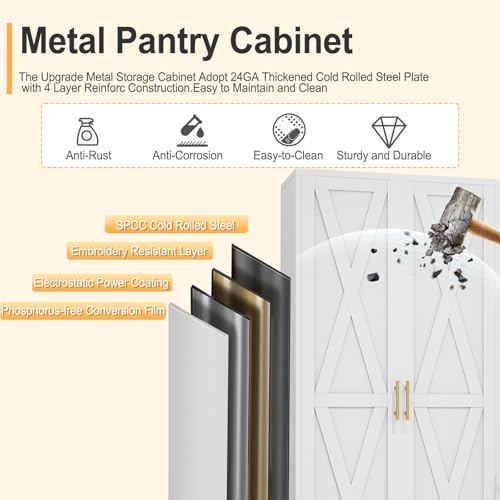 71" H Metal Kitchen Pantry Storage Cabinet