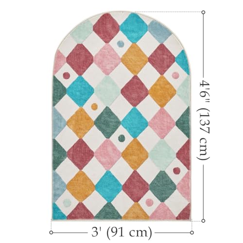 3x5 Washable Kids Rug Colorful Study Corner Arch Chair Mat Confetti (72 Sq Ft)