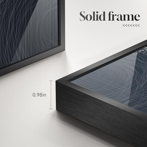Large Framed Black and White Gray Modern Abstract Wall Art