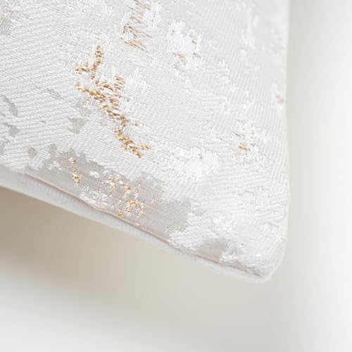 Cream Champagne Metallic Jacquard Pillow Covers 20x20 Pack of 2 Velvet Back Modern Glam Sofa Decor (2 Count)