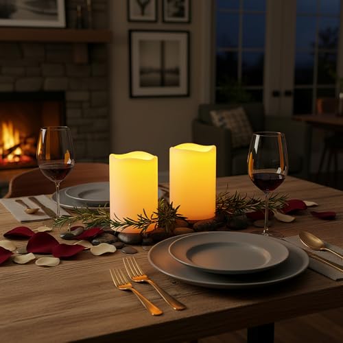 6"x4" Waterproof Outdoor Flameless Pillar Candles with Remote Timer (2 Count)
