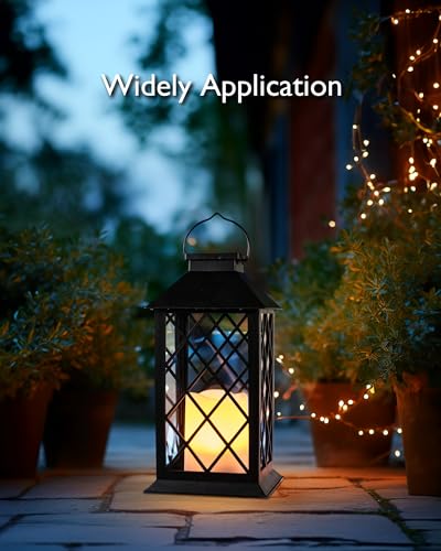 2 Pack 13'' Black Solar Lanterns