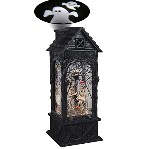 Halloween Snow Globe Lantern Ghost Projection Lamp with 6H Timer