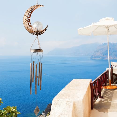 Moon Wind Chimes Solar Outdoor