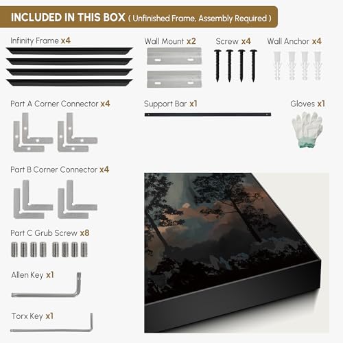 36"x72" Extra Large Framed Wall Art Silhouetted Trees at Dusk