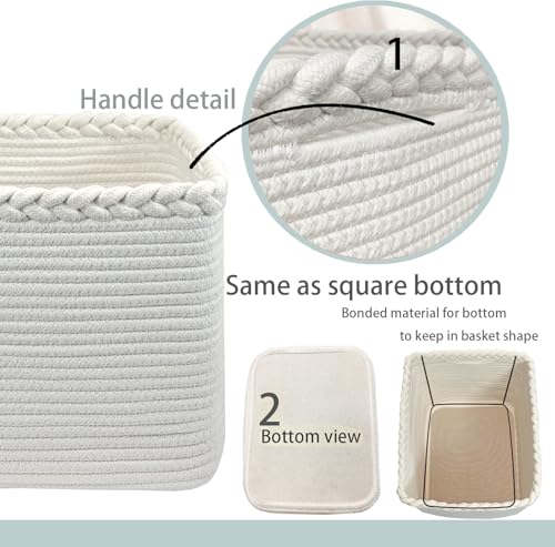 Cotton Rope Woven Basket with Handles for Shelves