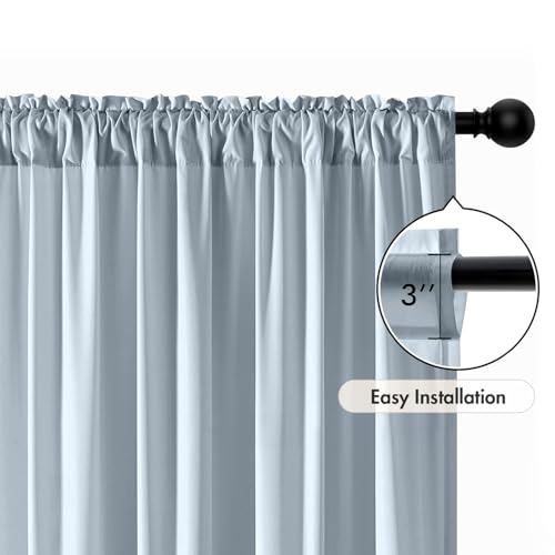 Light Blue Privacy Sheer Curtains 2 Panels 42W x 63L (2 Count)