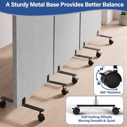 72 x 66 Inch 3 Panel Soundproof Room Divider with Wheels