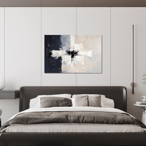 Modern Black and White Abstract Canvas Wall Art for Living Room 24" X 36"